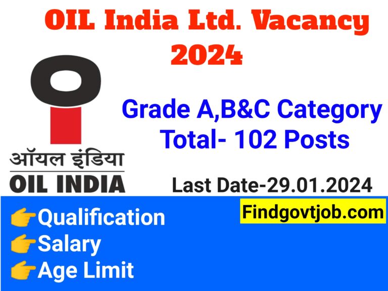 OIL India Ltd. Recruitment 2024-102 Posts